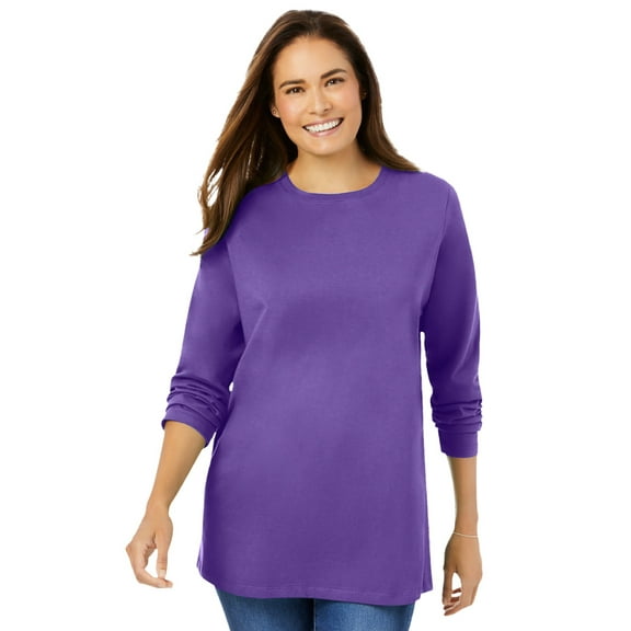 Woman Within Plus Size Perfect Long-Sleeve Crewneck Tee (Petite Available)