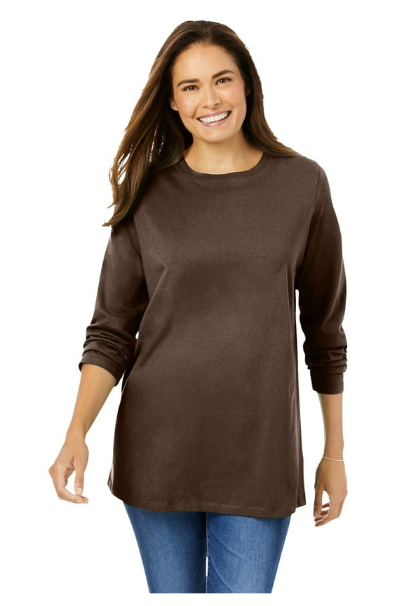 Plus Size Perfect Long-Sleeve Crewneck Tee (Petite Available)