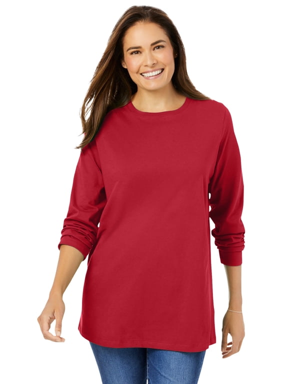 Plus Size Petite Perfect Long-Sleeve Crewneck Tee