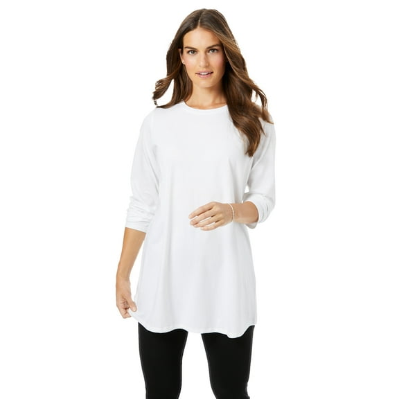 Woman Within Plus Size Perfect Long-Sleeve Crewneck Tunic