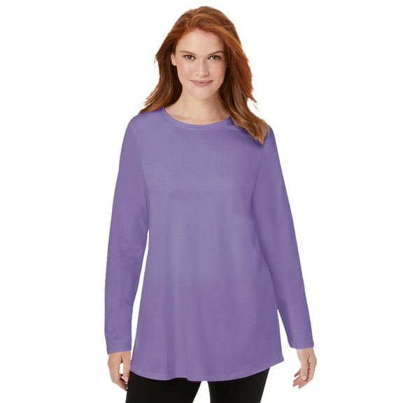 Woman Within Plus Size Perfect Long-Sleeve Crewneck Tunic