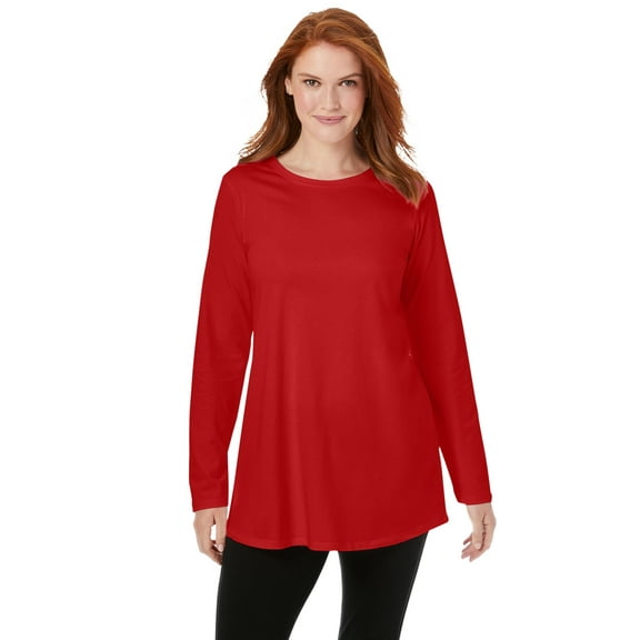 Woman Within Plus Size Perfect Long-Sleeve Crewneck Tunic