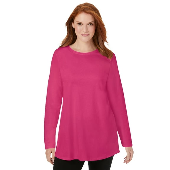 Woman Within Plus Size Perfect Long-Sleeve Crewneck Tunic