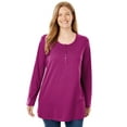 thumbnail image 1 of Woman Within Plus Size Perfect Long-Sleeve Henley Tee, 1 of 6