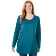thumbnail image 1 of Woman Within Plus Size Perfect Long-Sleeve Henley Tee, 1 of 4