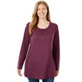 thumbnail image 1 of Woman Within Plus Size Perfect Long-Sleeve Henley Tee, 1 of 4