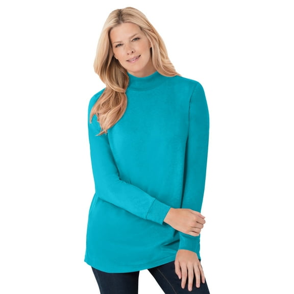 Woman Within Plus Size Perfect Long-Sleeve Mockneck Tee (Petite Available)