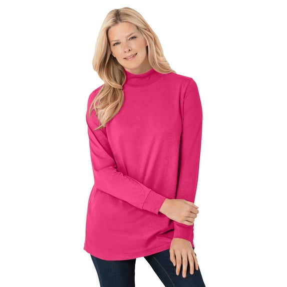 Woman Within Plus Size Perfect Long-Sleeve Mockneck Tee (Petite Available)