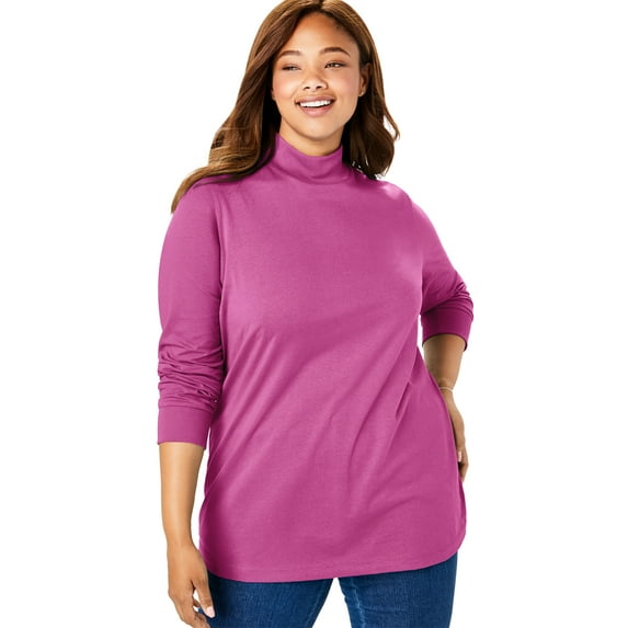 Woman Within Plus Size Perfect Long-Sleeve Mockneck Tee (Petite Available)