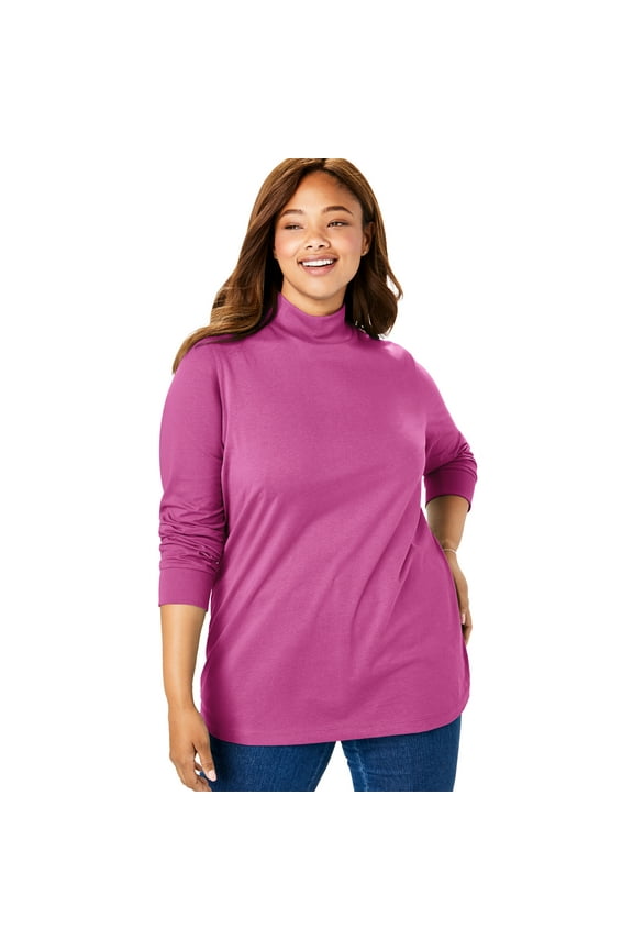 Plus Size Perfect Long-Sleeve Mockneck Tee (Petite Available)