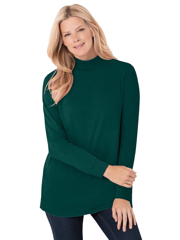 Plus Size Perfect Long-Sleeve Mockneck Tee