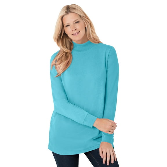 Woman Within Plus Size Perfect Long-Sleeve Mockneck Tee (Petite Available)
