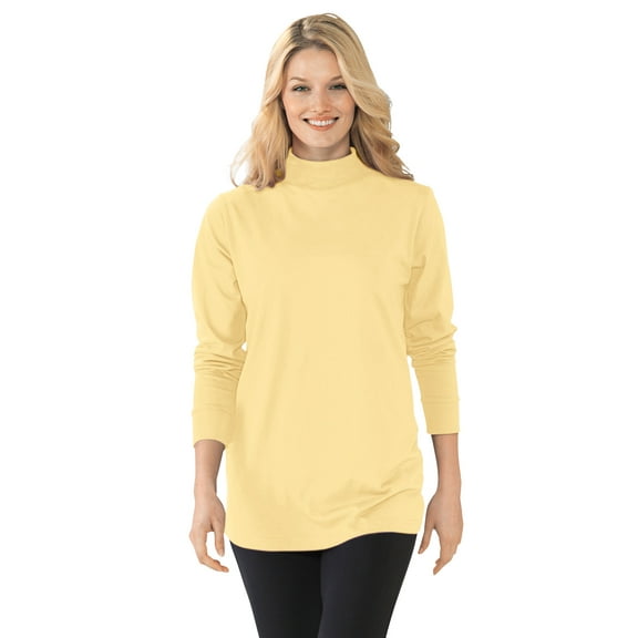 Woman Within Plus Size Perfect Long-Sleeve Mockneck Tee (Petite Available)