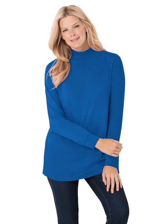 Plus Size Petite Perfect Long-Sleeve Mockneck Tee