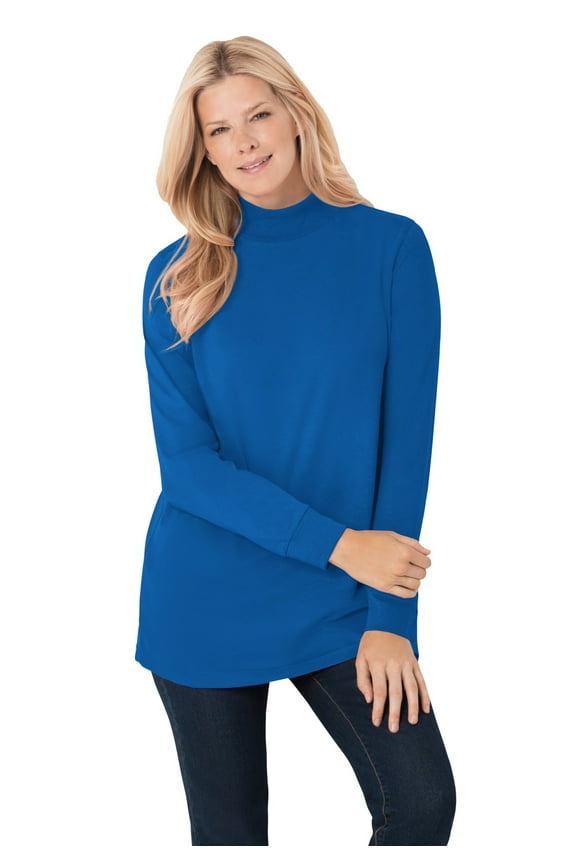 Plus Size Perfect Long-Sleeve Mockneck Tee (Petite Available)