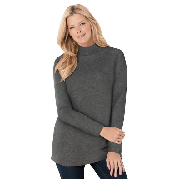 Woman Within Plus Size Perfect Long-Sleeve Mockneck Tee (Petite Available)