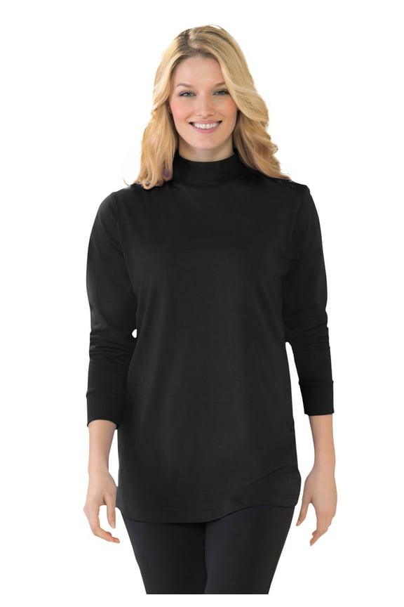 Plus Size Perfect Long-Sleeve Mockneck Tee (Petite Available)