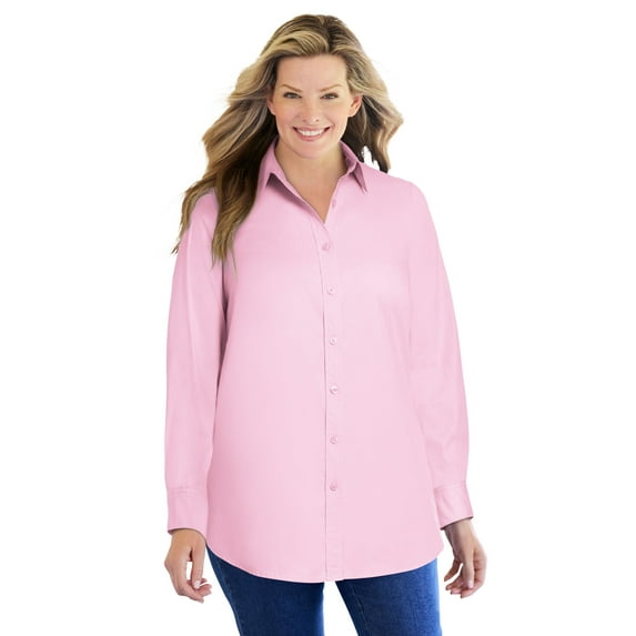 Woman Within Plus Size Perfect Long Sleeve Shirt