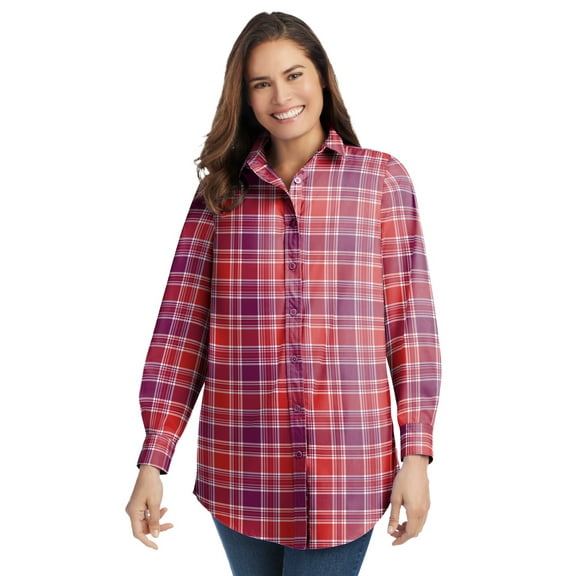 Woman Within Plus Size Petite Perfect Long Sleeve Shirt