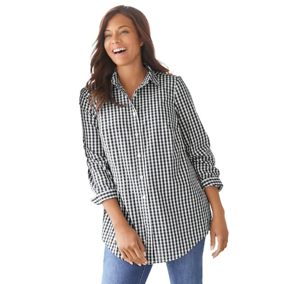 Woman Within Plus Size Petite Perfect Long Sleeve Shirt