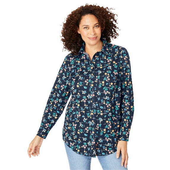 Woman Within Plus Size Perfect Long Sleeve Shirt