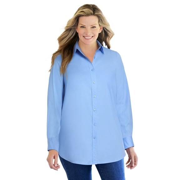 Woman Within Plus Size Perfect Long Sleeve Shirt