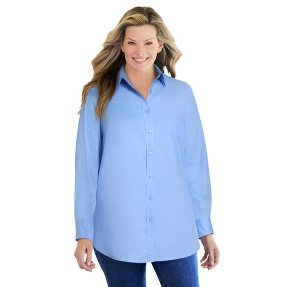 Woman Within Plus Size Petite Perfect Long Sleeve Shirt