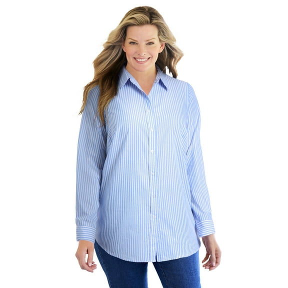 Woman Within Plus Size Petite Perfect Long Sleeve Shirt