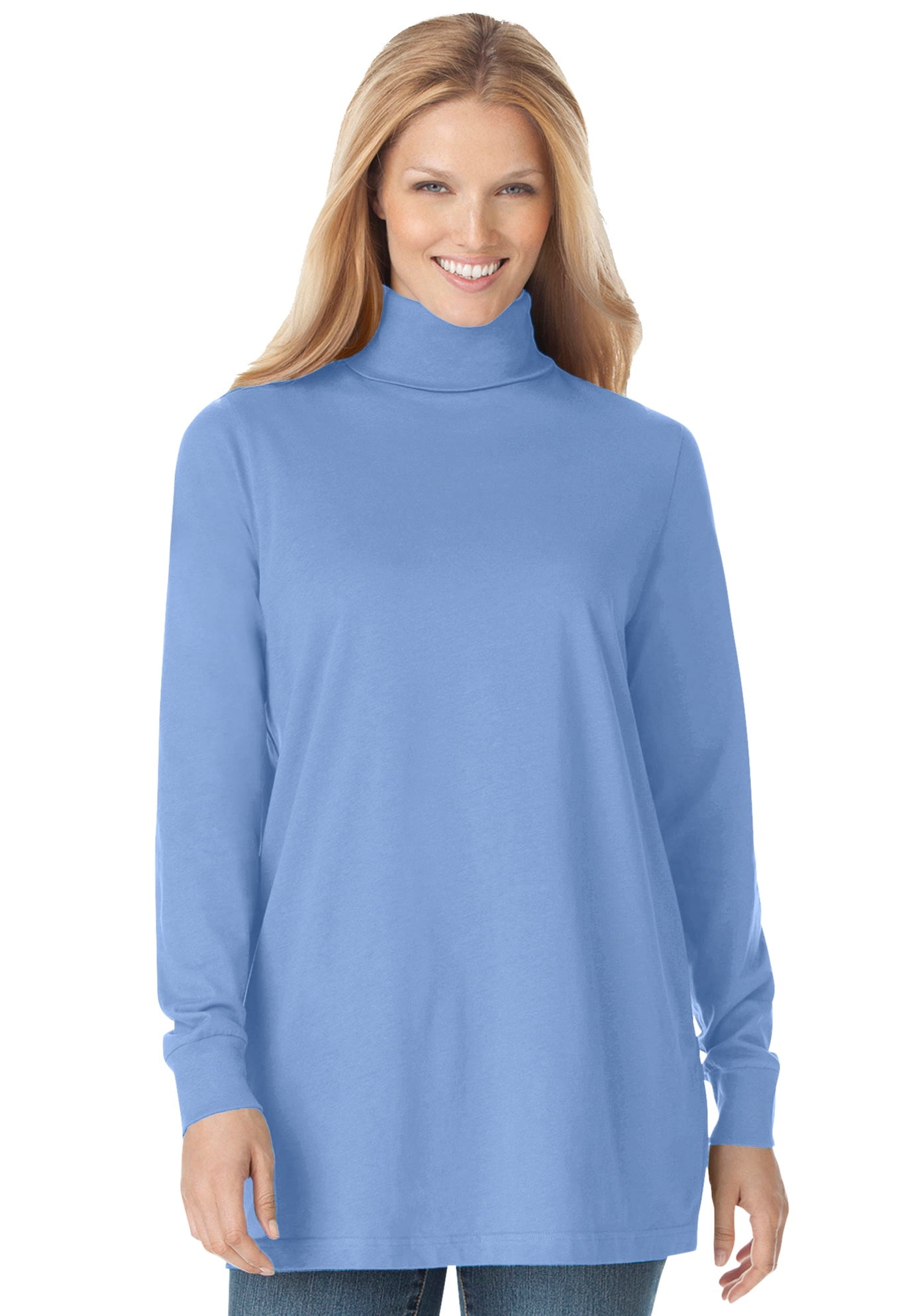 Women's Half Turtleneck Long Sleeve Pleated T-shirt