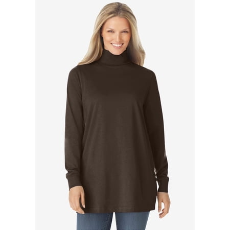 Woman Within Plus Size Petite Perfect Long-Sleeve Turtleneck Tee