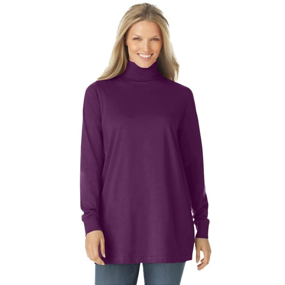 Woman Within Plus Size Perfect Long-Sleeve Turtleneck Tee (Petite Available)