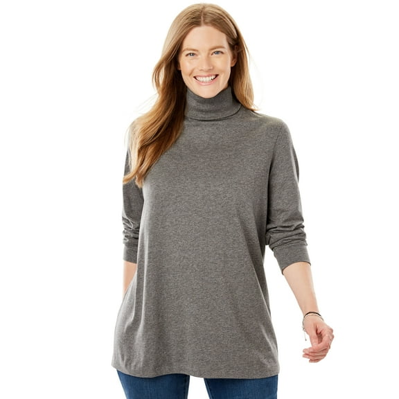 Woman Within Plus Size Perfect Long-Sleeve Turtleneck Tee (Petite Available)