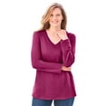 thumbnail image 1 of Woman Within Plus Size Perfect Long-Sleeve V-Neck Tee, 1 of 6