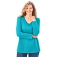 thumbnail image 1 of Woman Within Plus Size Perfect Long-Sleeve V-Neck Tee, 1 of 5