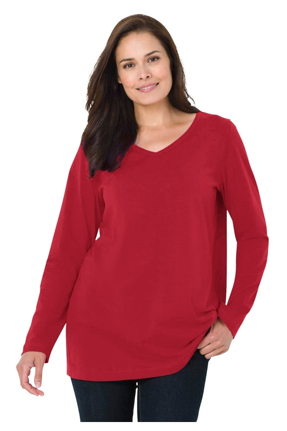 Plus Size Perfect Long-Sleeve V-Neck Tee