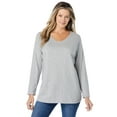 thumbnail image 1 of Woman Within Plus Size Perfect Long-Sleeve V-Neck Tee, 1 of 6
