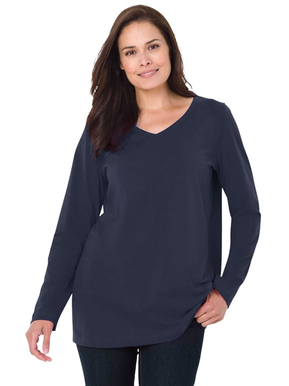 Plus Size Perfect Long-Sleeve V-Neck Tee