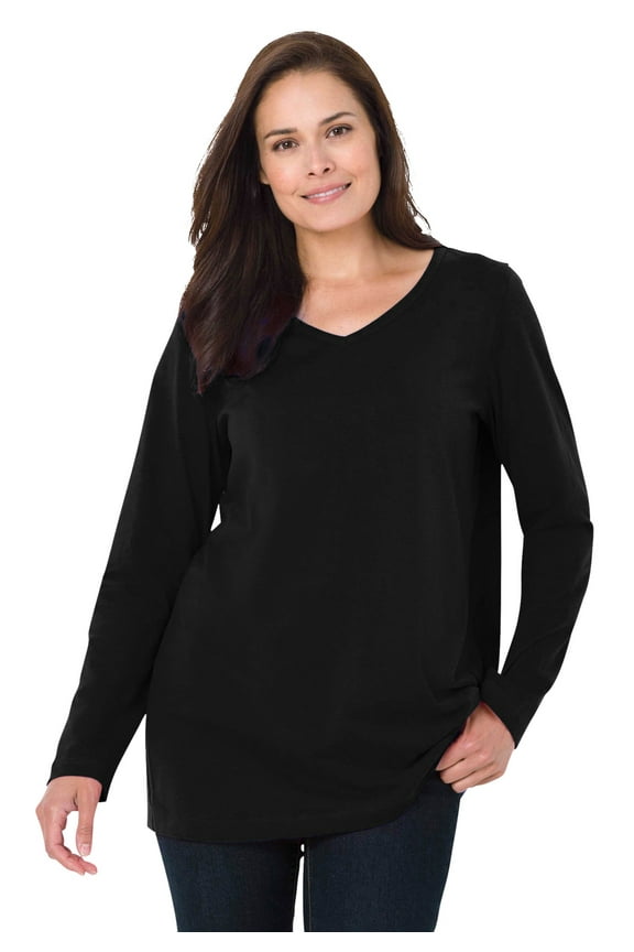 Plus Size Perfect Long-Sleeve V-Neck Tee