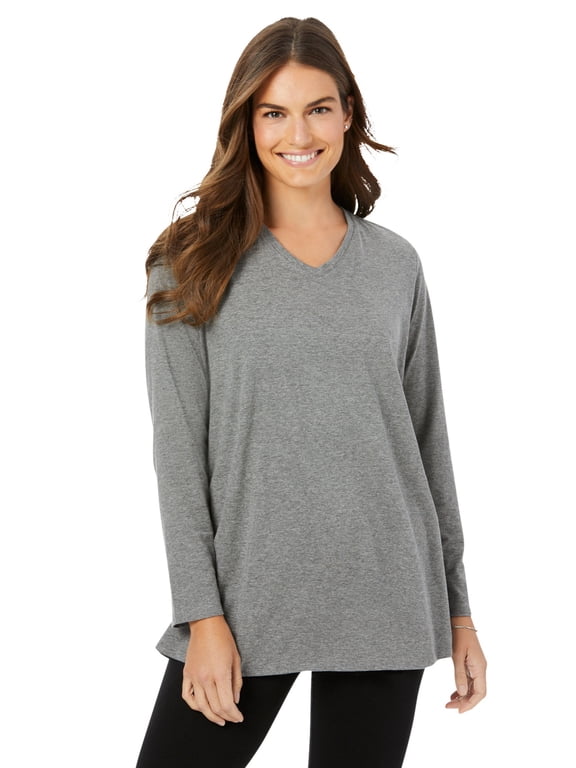 Plus Size Perfect Long-Sleeve V-Neck Tunic