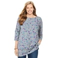 thumbnail image 1 of Woman Within Plus Size Perfect Printed Elbow-Sleeve Boatneck Tee, 1 of 4