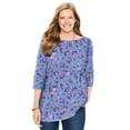 thumbnail image 1 of Woman Within Plus Size Perfect Printed Elbow-Sleeve Boatneck Tee, 1 of 4