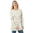 thumbnail image 1 of Woman Within Plus Size Perfect Printed Long-Sleeve Crewneck Tee, 1 of 5