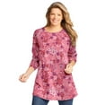 thumbnail image 1 of Woman Within Plus Size Perfect Printed Long-Sleeve Crewneck Tunic, 1 of 4