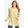 thumbnail image 1 of Woman Within Plus Size Perfect Printed Long-Sleeve Crewneck Tunic, 1 of 5