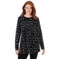 thumbnail image 1 of Woman Within Plus Size Perfect Printed Long-Sleeve Crewneck Tunic, 1 of 5
