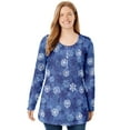thumbnail image 1 of Woman Within Plus Size Perfect Printed Long-Sleeve Henley Tee, 1 of 6