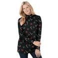 thumbnail image 1 of Woman Within Plus Size Perfect Printed Long-Sleeve Mockneck Tee, 1 of 6