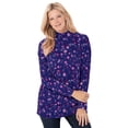 thumbnail image 1 of Woman Within Plus Size Perfect Printed Long-Sleeve Mockneck Tee, 1 of 4