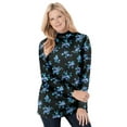 thumbnail image 1 of Woman Within Plus Size Perfect Printed Long-Sleeve Mockneck Tee, 1 of 4