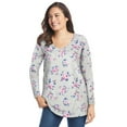 thumbnail image 1 of Woman Within Plus Size Perfect Printed Long-Sleeve V-Neck Tee, 1 of 6